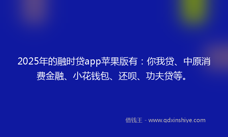 2025年的融时贷app苹果版有：你我贷、中原消费金融、小花钱包、还呗、功夫贷等。