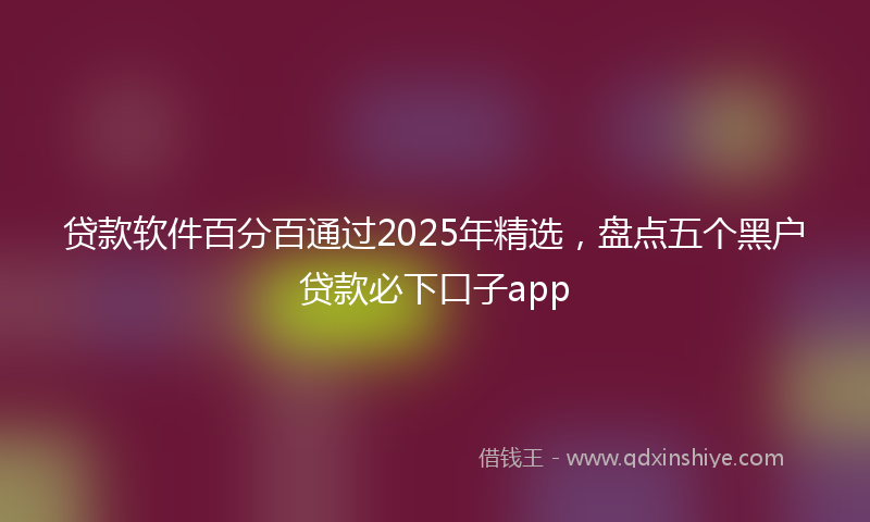 贷款软件百分百通过2025年精选，盘点五个黑户贷款必下口子app