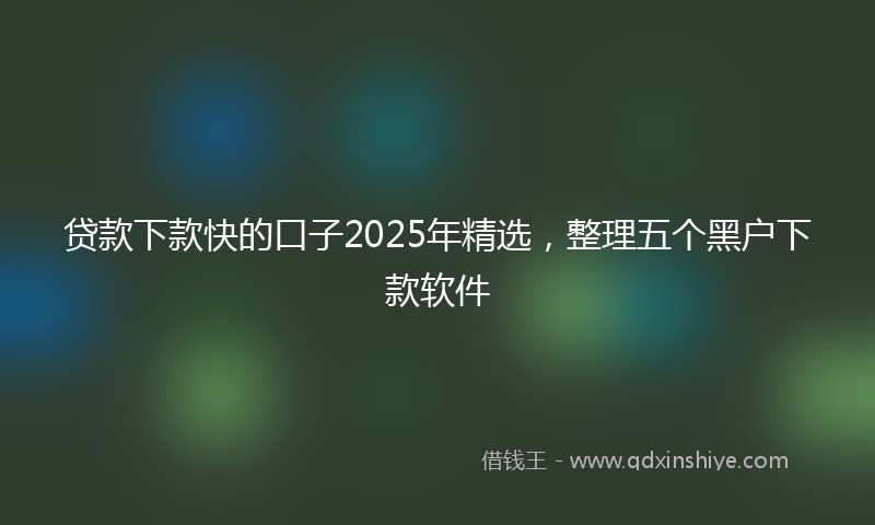 贷款下款快的口子2025年精选，整理五个黑户下款软件