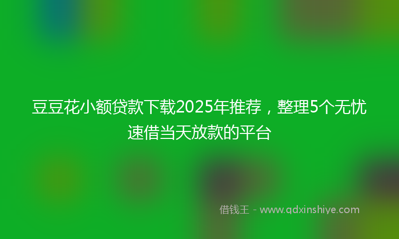 豆豆花小额贷款下载2025年推荐，整理5个无忧速借当天放款的平台