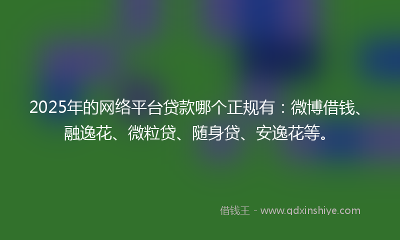 2025年的网络平台贷款哪个正规有：微博借钱、融逸花、微粒贷、随身贷、安逸花等。