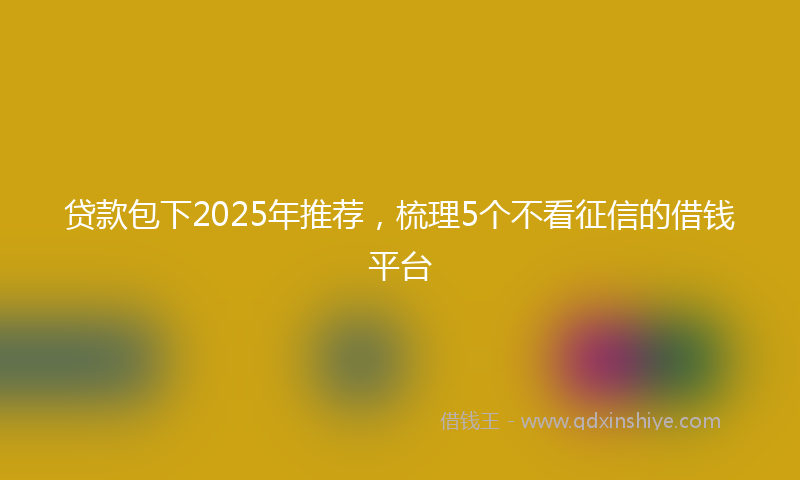 贷款包下2025年推荐，梳理5个不看征信的借钱平台