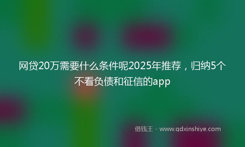 网贷20万需要什么条件呢2025年推荐，归纳5个不看负债和征信的app