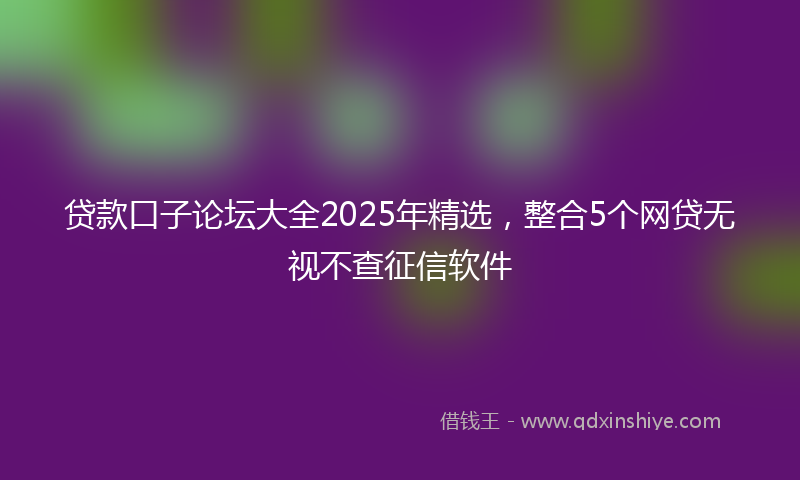 贷款口子论坛大全2025年精选，整合5个网贷无视不查征信软件