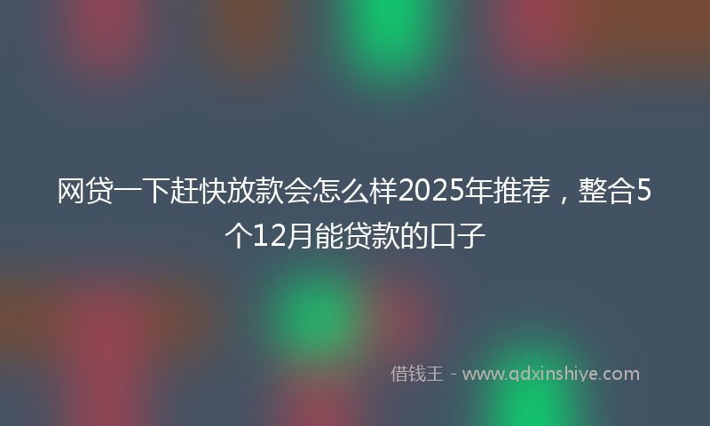 网贷一下赶快放款会怎么样2025年推荐，整合5个12月能贷款的口子