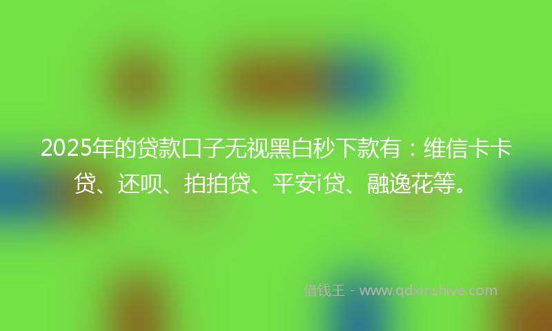 2025年的贷款口子无视黑白秒下款有：维信卡卡贷、还呗、拍拍贷、平安i贷、融逸花等。