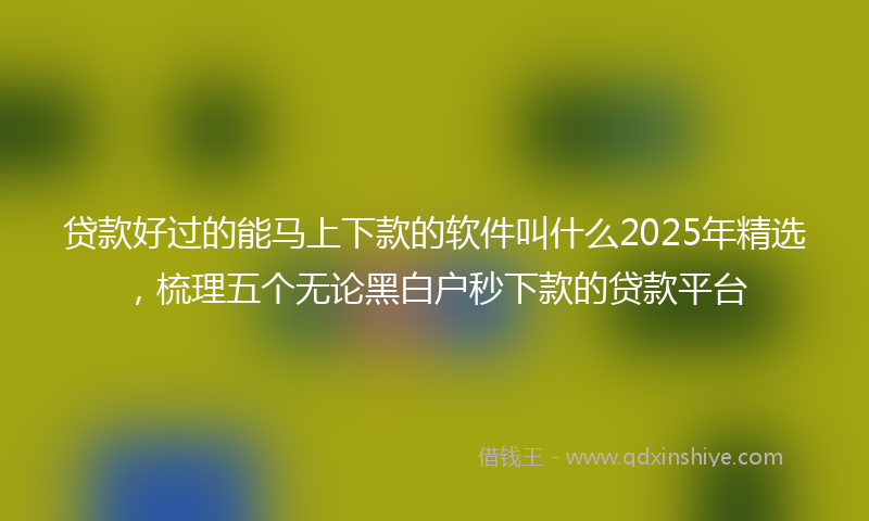 贷款好过的能马上下款的软件叫什么2025年精选，梳理五个无论黑白户秒下款的贷款平台