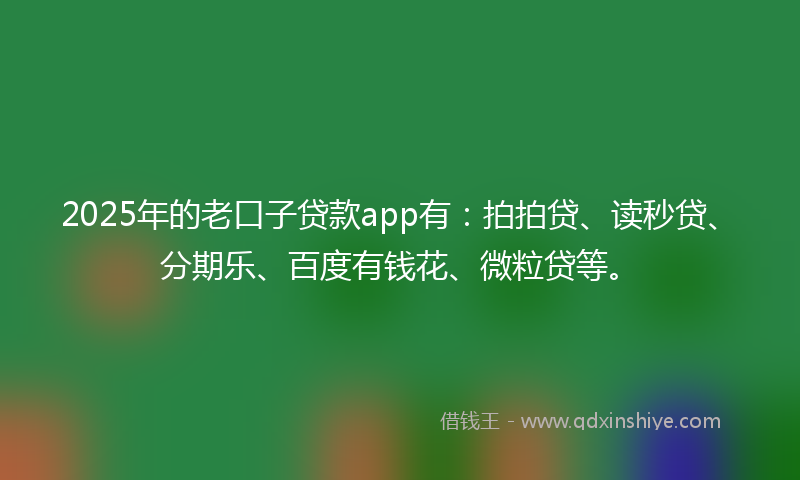 2025年的老口子贷款app有：拍拍贷、读秒贷、分期乐、百度有钱花、微粒贷等。