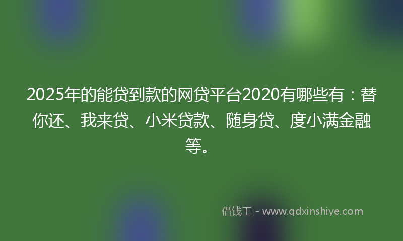 2025年的能贷到款的网贷平台2020有哪些有：替你还、我来贷、小米贷款、随身贷、度小满金融等。