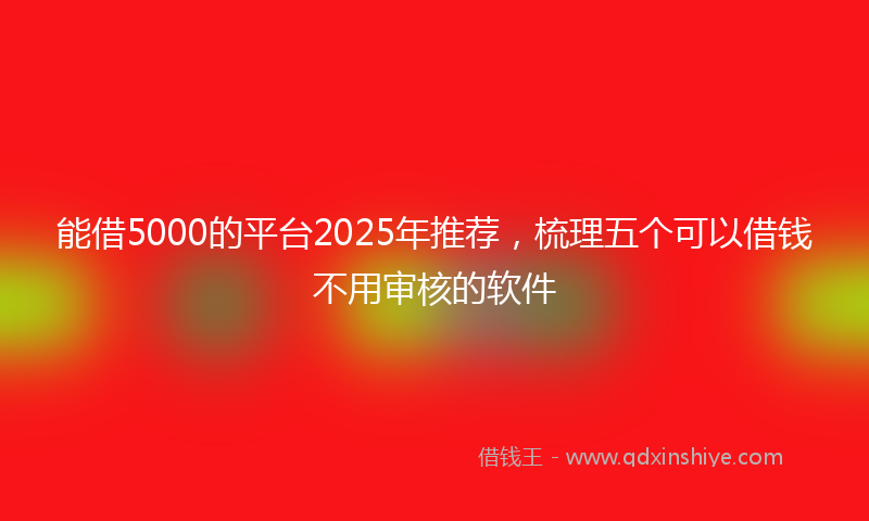 能借5000的平台2025年推荐，梳理五个可以借钱不用审核的软件