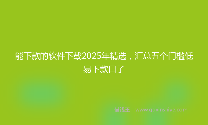 能下款的软件下载2025年精选，汇总五个门槛低易下款口子