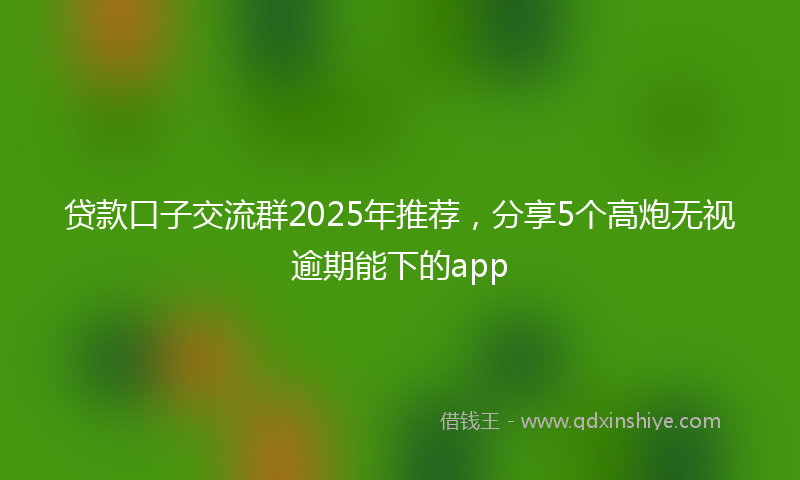 贷款口子交流群2025年推荐，分享5个高炮无视逾期能下的app