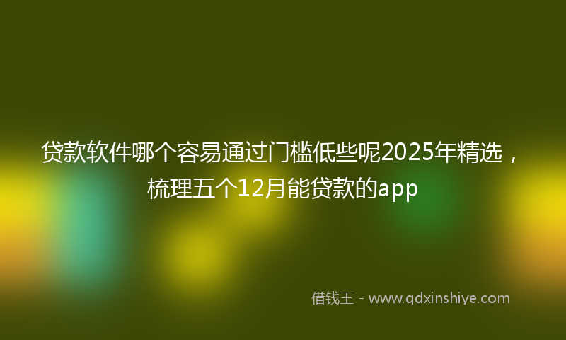 贷款软件哪个容易通过门槛低些呢2025年精选，梳理五个12月能贷款的app