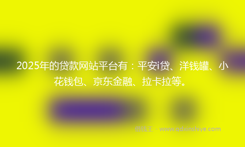 2025年的贷款网站平台有：平安i贷、洋钱罐、小花钱包、京东金融、拉卡拉等。