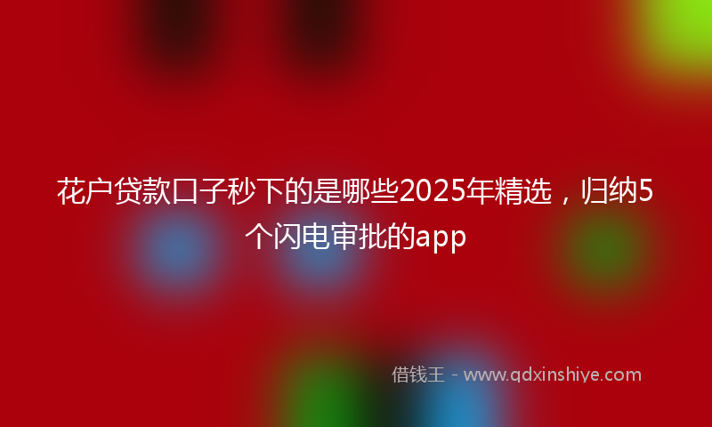 花户贷款口子秒下的是哪些2025年精选,归纳5个闪电审批的app