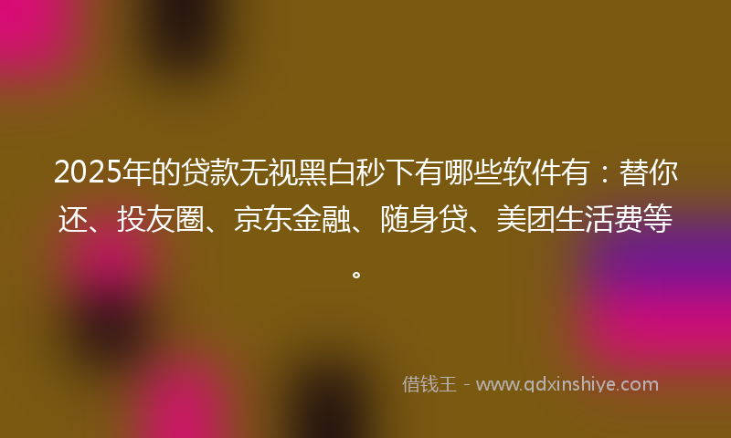 2025年的贷款无视黑白秒下有哪些软件有：替你还、投友圈、京东金融、随身贷、美团生活费等。