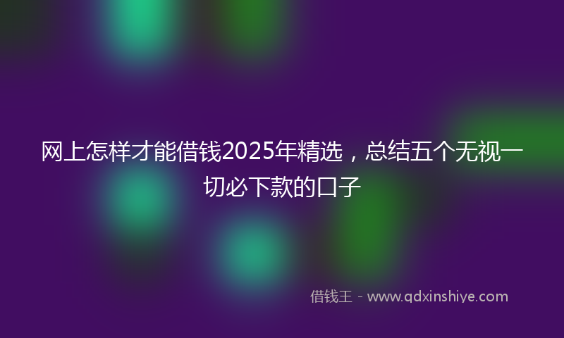 网上怎样才能借钱2025年精选，总结五个无视一切必下款的口子