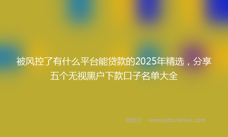 被风控了有什么平台能贷款的2025年精选，分享五个无视黑户下款口子名单大全
