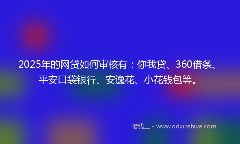 2025年的网贷如何审核有：你我贷、360借条、平安口袋银行、安逸花、小花钱包等。