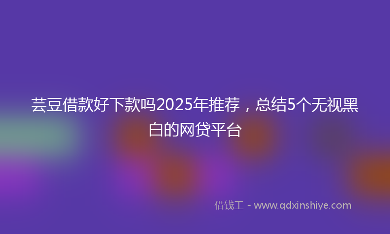 芸豆借款好下款吗2025年推荐，总结5个无视黑白的网贷平台