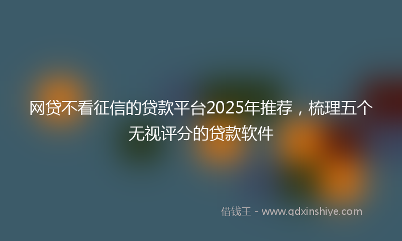 网贷不看征信的贷款平台2025年推荐，梳理五个无视评分的贷款软件