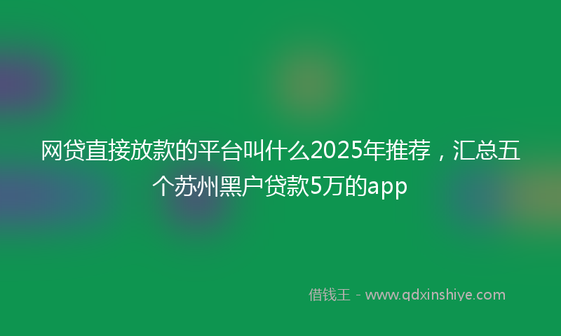 网贷直接放款的平台叫什么2025年推荐，汇总五个苏州黑户贷款5万的app