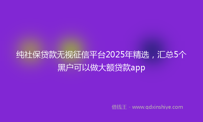 纯社保贷款无视征信平台2025年精选，汇总5个黑户可以做大额贷款app