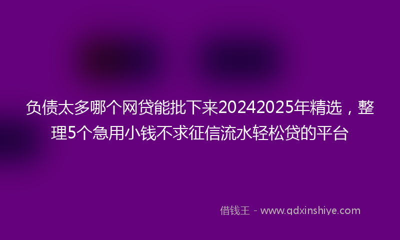 负债太多哪个网贷能批下来20242025年精选，整理5个急用小钱不求征信流水轻松贷的平台