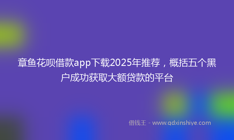 章鱼花呗借款app下载2025年推荐，概括五个黑户成功获取大额贷款的平台
