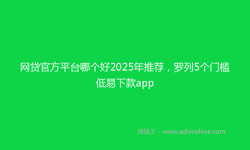 网贷官方平台哪个好2025年推荐，罗列5个门槛低易下款app