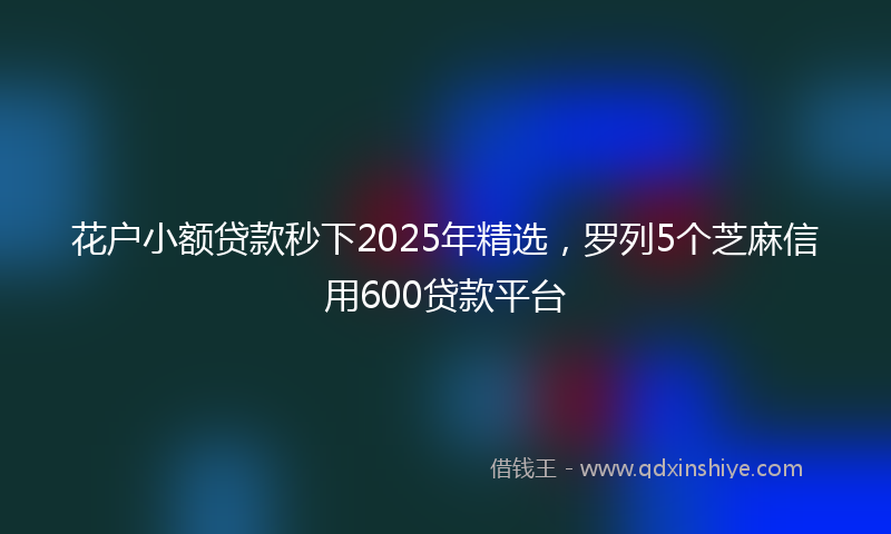 花户小额贷款秒下2025年精选，罗列5个芝麻信用600贷款平台
