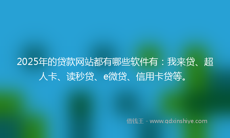 2025年的贷款网站都有哪些软件有：我来贷、超人卡、读秒贷、e微贷、信用卡贷等。