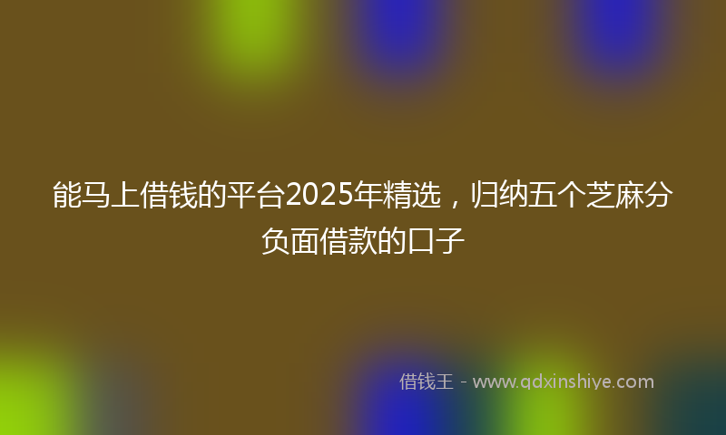 能马上借钱的平台2025年精选，归纳五个芝麻分负面借款的口子