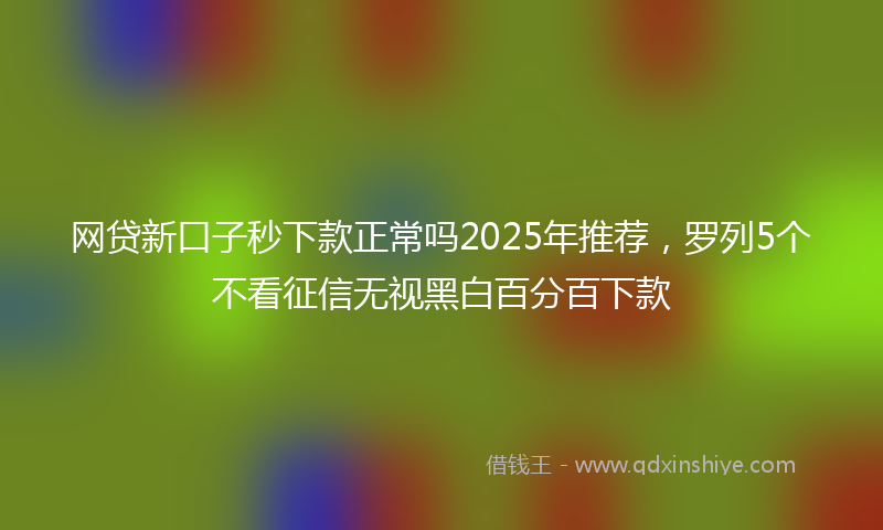 网贷新口子秒下款正常吗2025年推荐，罗列5个不看征信无视黑白百分百下款