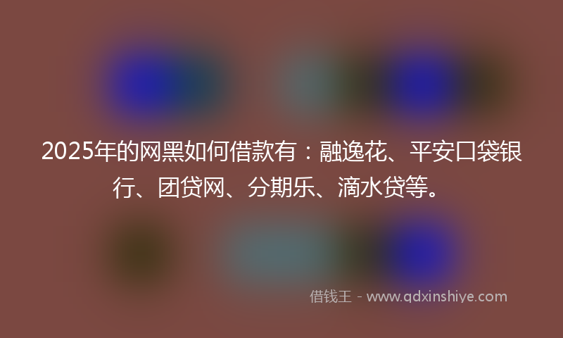 2025年的网黑如何借款有：融逸花、平安口袋银行、团贷网、分期乐、滴水贷等。