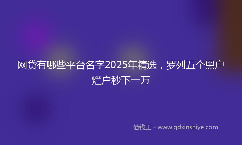 网贷有哪些平台名字2025年精选，罗列五个黑户烂户秒下一万
