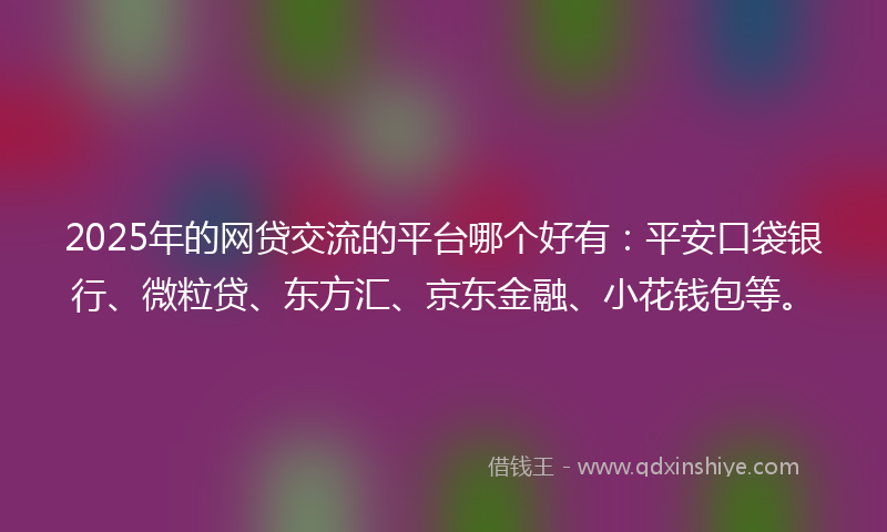 2025年的网贷交流的平台哪个好有：平安口袋银行、微粒贷、东方汇、京东金融、小花钱包等。