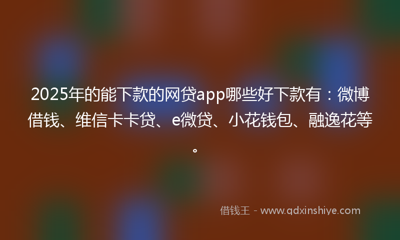2025年的能下款的网贷app哪些好下款有：微博借钱、维信卡卡贷、e微贷、小花钱包、融逸花等。