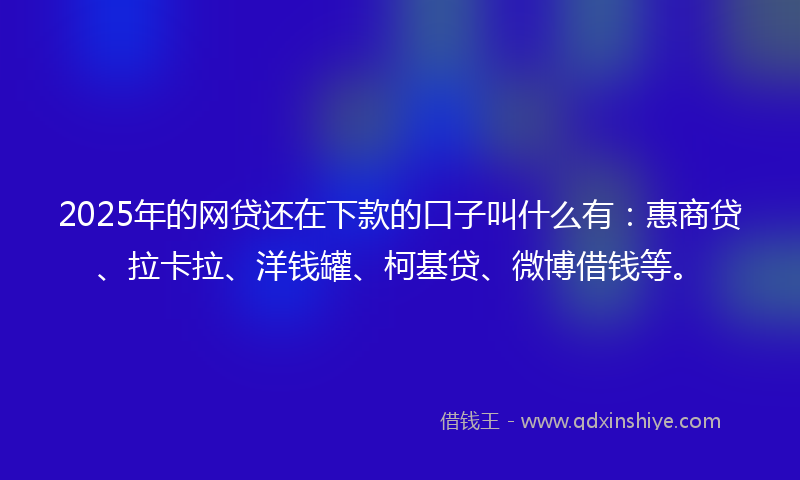 2025年的网贷还在下款的口子叫什么有：惠商贷、拉卡拉、洋钱罐、柯基贷、微博借钱等。