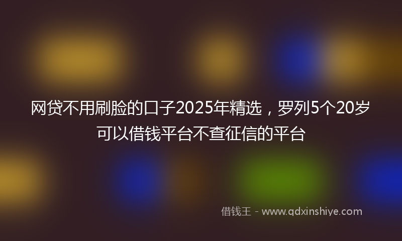网贷不用刷脸的口子2025年精选，罗列5个20岁可以借钱平台不查征信的平台