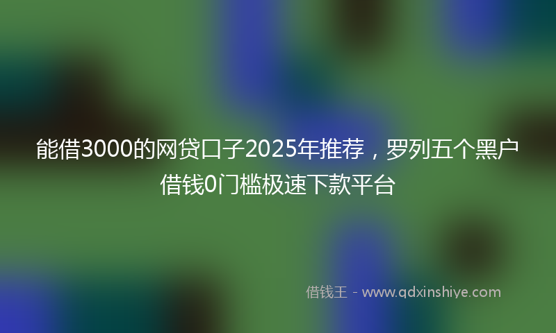 能借3000的网贷口子2025年推荐，罗列五个黑户借钱0门槛极速下款平台