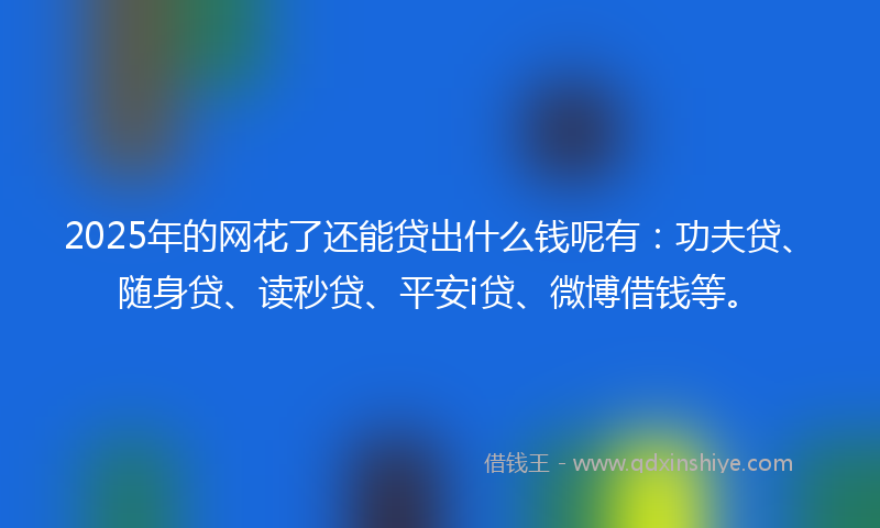 2025年的网花了还能贷出什么钱呢有：功夫贷、随身贷、读秒贷、平安i贷、微博借钱等。