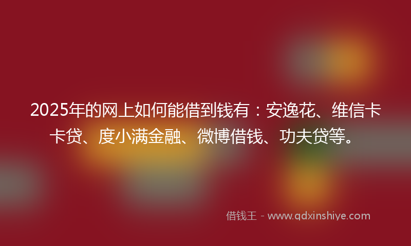 2025年的网上如何能借到钱有：安逸花、维信卡卡贷、度小满金融、微博借钱、功夫贷等。