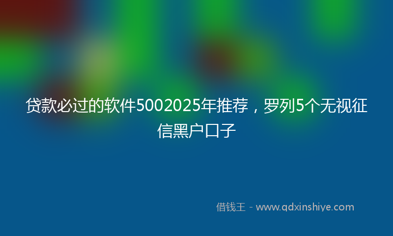 贷款必过的软件5002025年推荐，罗列5个无视征信黑户口子