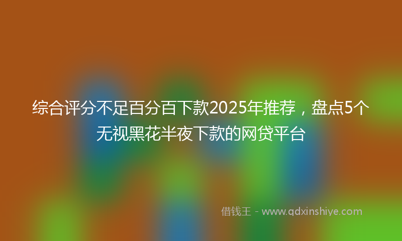 综合评分不足百分百下款2025年推荐，盘点5个无视黑花半夜下款的网贷平台