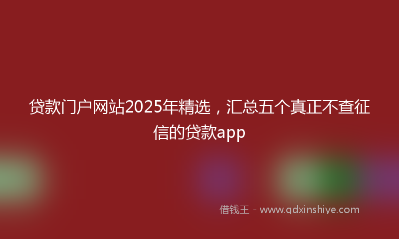 贷款门户网站2025年精选，汇总五个真正不查征信的贷款app