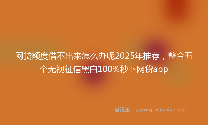 网贷额度借不出来怎么办呢2025年推荐，整合五个无视征信黑白100%秒下网贷app