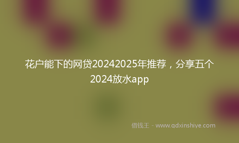 花户能下的网贷20242025年推荐，分享五个2024放水app