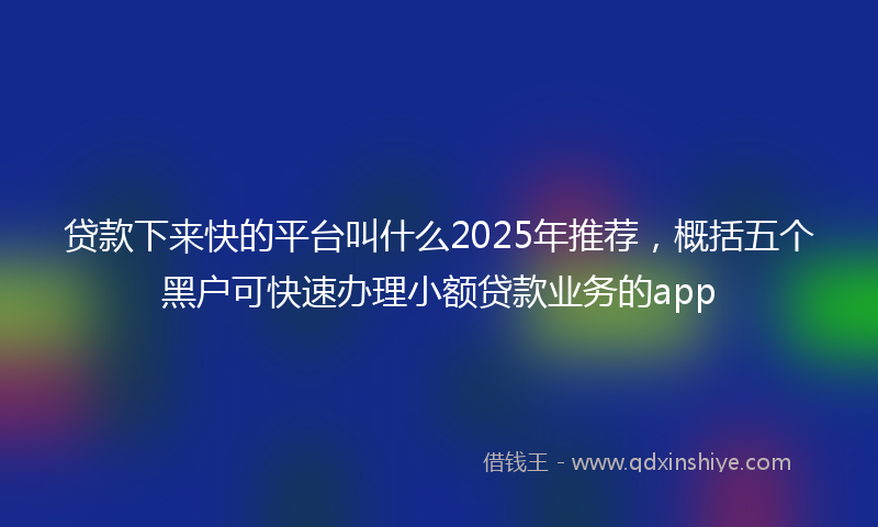 贷款下来快的平台叫什么2025年推荐，概括五个黑户可快速办理小额贷款业务的app