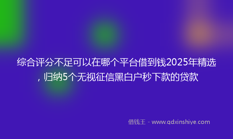综合评分不足可以在哪个平台借到钱2025年精选，归纳5个无视征信黑白户秒下款的贷款